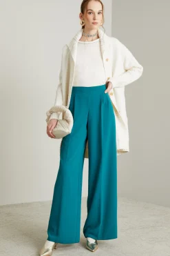 Pantaloni a palazzo in cady - Verde