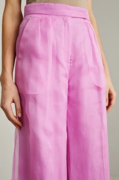 Pantaloni a palazzo in organza - Fuxia