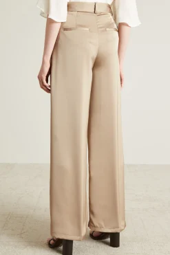 Pantaloni a palazzo in raso - Beige