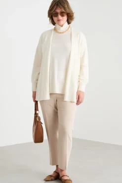 Pantaloni a sigaretta in cady - Beige