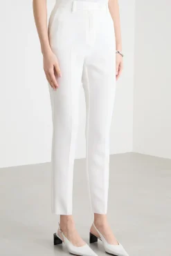 Pantaloni a sigaretta in cady - Bianco