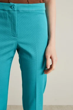 Pantaloni a sigaretta in faille - Azzurro