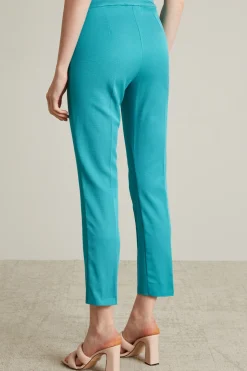 Pantaloni a sigaretta in faille - Azzurro