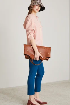 Pantaloni a sigaretta in faille - Blu