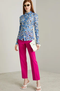 Pantaloni a sigaretta in levantina - Fucsia