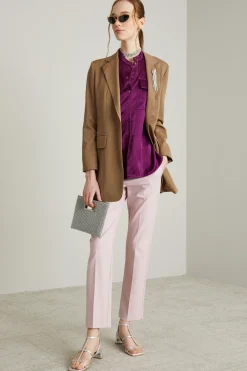 Pantaloni a sigaretta in tela - Rosa