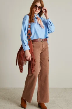 Pantaloni cargo in bull - Marrone