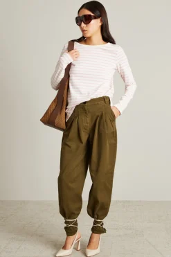 Pantaloni cargo in gabardina - Verde Kaki
