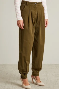 Pantaloni cargo in gabardina - Verde Kaki