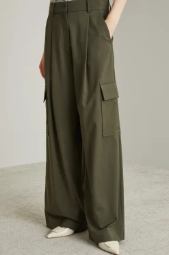 Pantaloni cargo in levantina - Verde