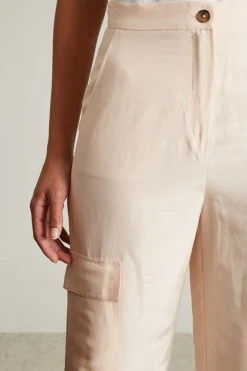 Pantaloni cargo in lino - Cipria