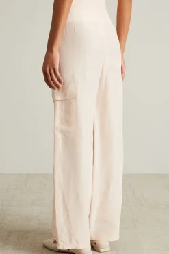 Pantaloni cargo in lino - Cipria