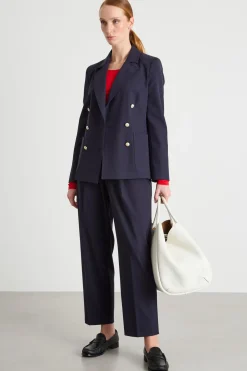 Pantaloni carrot in twill - Blu