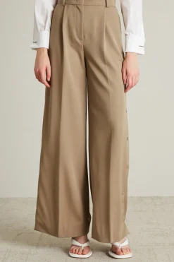 Pantaloni con aperture laterali - Tortora