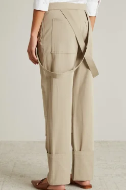Pantaloni con bretelle - Tortora Chiaro
