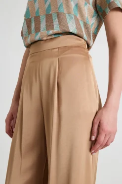 Pantaloni con pinces in raso - Bronzo