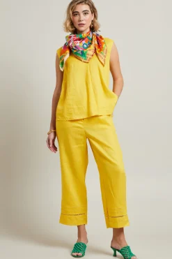 Pantaloni con ricami - Giallo