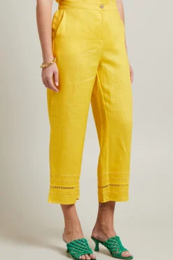 Pantaloni con ricami - Giallo
