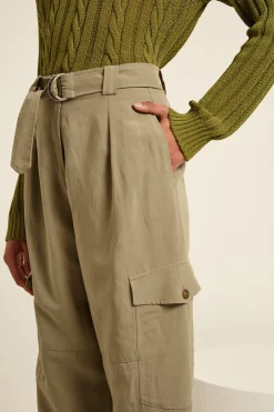 Pantaloni con tasche applicate - Kaki