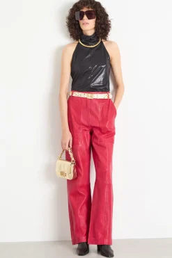Pantaloni con tasche e impunture - Rosso