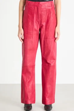 Pantaloni con tasche e impunture - Rosso