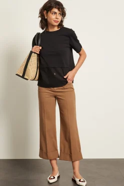 Pantaloni crop con risvolto - Marrone Chiaro