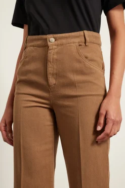 Pantaloni crop con risvolto - Marrone Chiaro