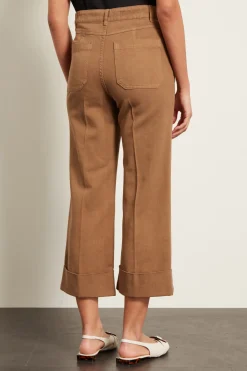 Pantaloni crop con risvolto - Marrone Chiaro