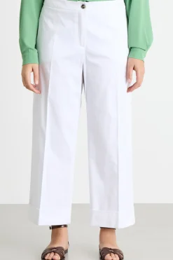 Pantaloni crop in raso stretch - Bianco