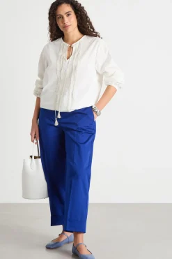 Pantaloni crop in raso stretch - Blu