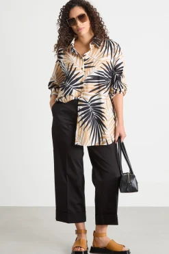 Pantaloni crop in raso stretch - Nero