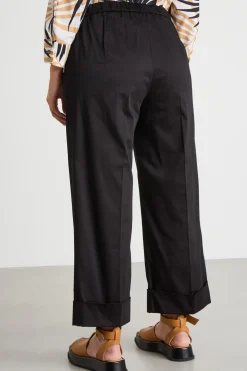 Pantaloni crop in raso stretch - Nero