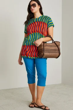 Pantaloni cropped in cotone - Blu