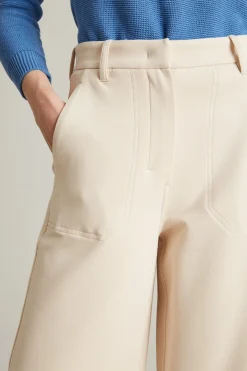 Pantaloni cropped in jersey - Burro