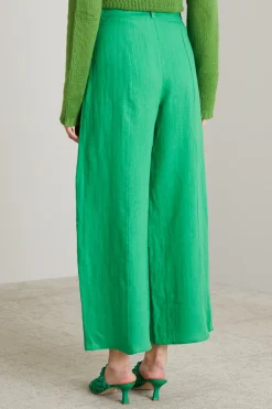 Pantaloni cropped in lino - Verde