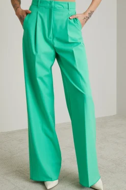 Pantaloni dritti con piega - Verde