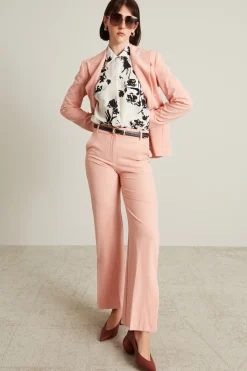 Pantaloni dritti con spacchi - Rosa