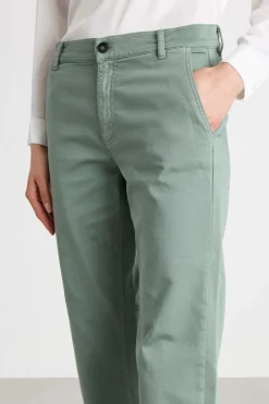 Pantaloni dritti effetto felpa - Verde