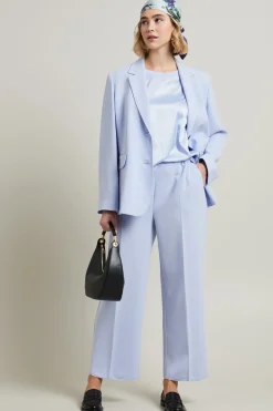 Pantaloni dritti in cady - Celeste