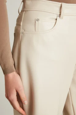 Pantaloni dritti in jersey spalmato - Avorio
