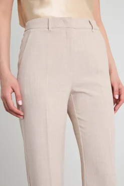 Pantaloni dritti in tela stretch - Beige