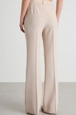 Pantaloni dritti in tela stretch - Beige