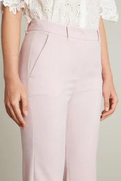 Pantaloni dritti in tela stretch - Rosa