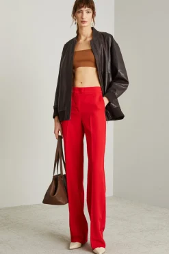 Pantaloni dritti stretch - Rosso