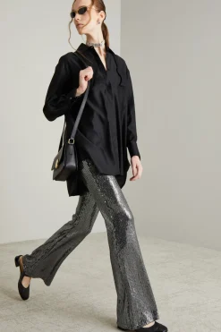 Pantaloni flare con paillettes - Argento