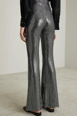 Pantaloni flare con paillettes - Argento