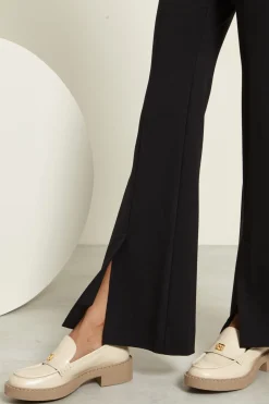 Pantaloni flare con spacchi - Nero