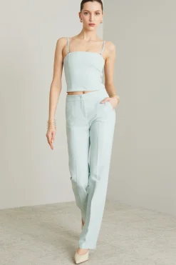 Pantaloni flare in cady - Azzurro