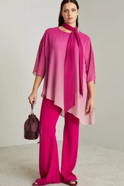 Pantaloni flare in cady - Fuxia
