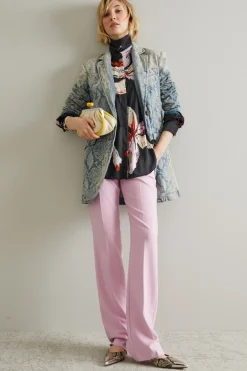 Pantaloni flare in cady - Rosa